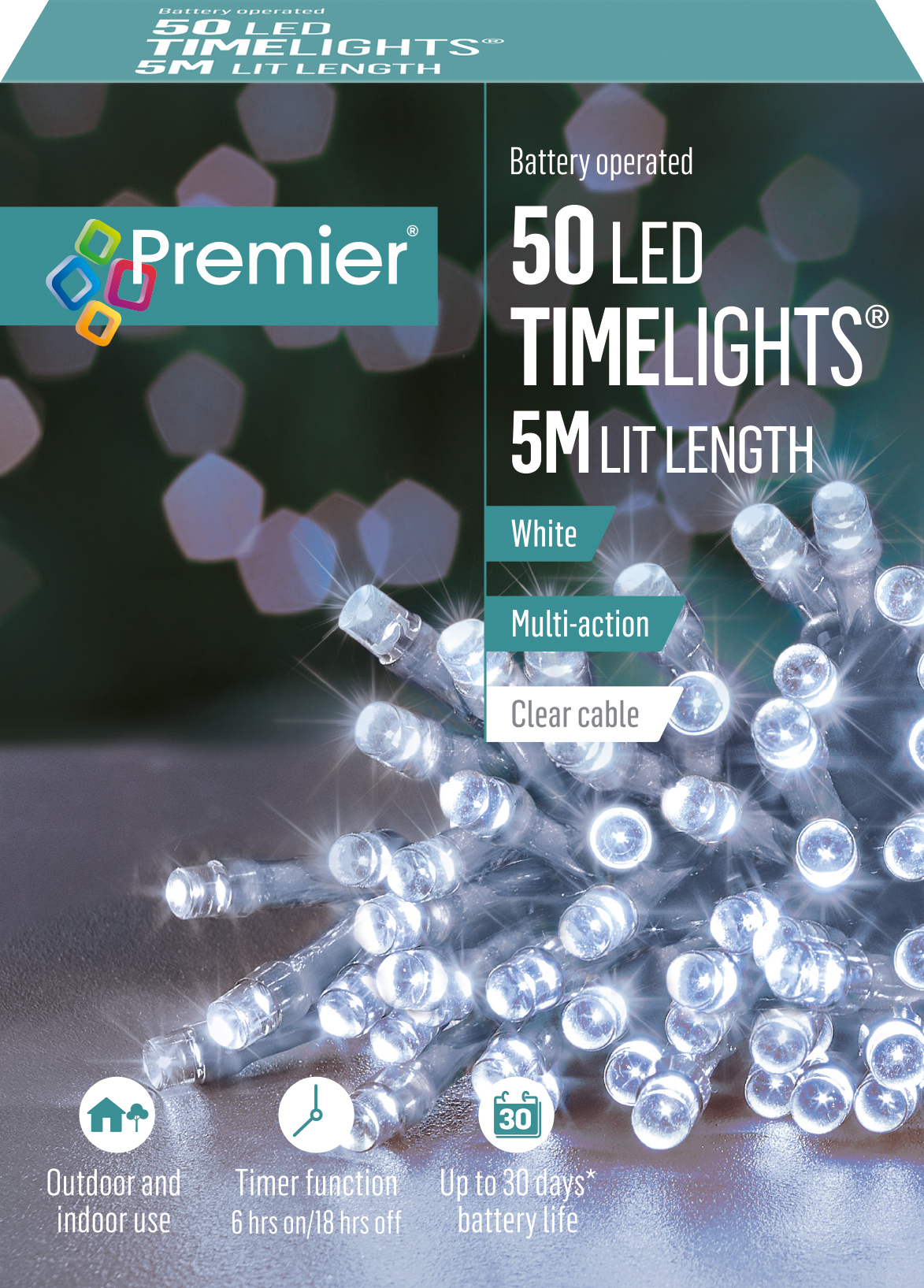 LED Timer Battery Lights-White