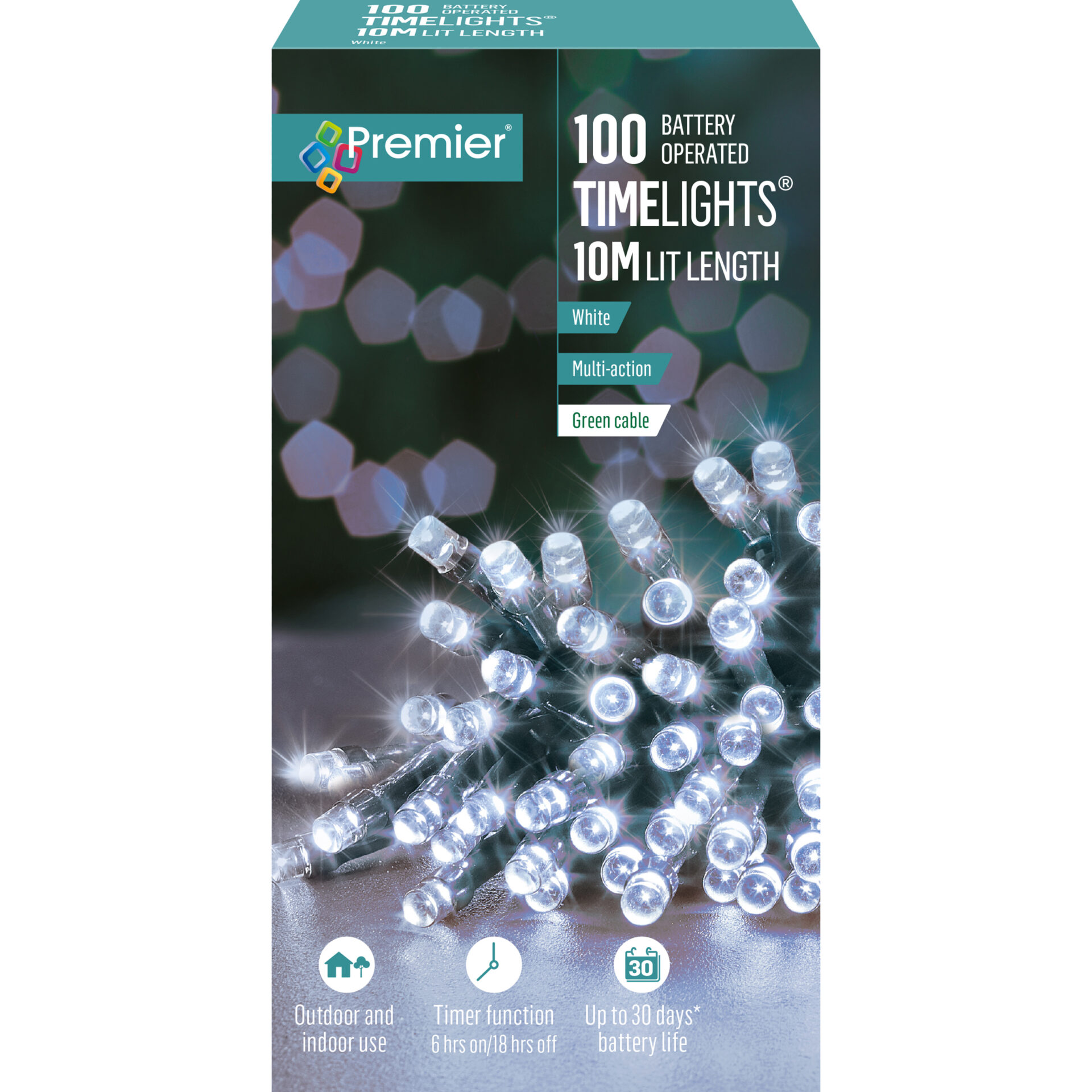LED Timer Battery Lights-Wht