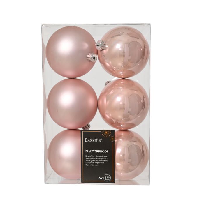 Box Baubles Pk/6-Blush Pink